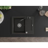 Mexen Enzo Granitspüle 1-beckig mit Abtropffläche und Küchenarmatur Carla, schwarz/gold metallic - 6506-75-670700-70