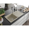 Mexen Leo Granitspüle mit 1 Becken, Abtropffläche und Küchenarmatur Aster, beige - 6501-69-73450-07