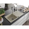 Mexen Leo Granitspüle 1-becken mit Abtropffläche und Küchenarmatur Aster, beige - 6501-69-73450-07-B