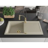 Mexen Leo Granitspüle 1-beckig mit Abtropffläche und Küchenarmatur Aster, beige - 6501-69-73450-57-G