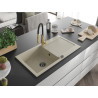 Mexen Leo Granitspüle 1-beckig mit Abtropffläche und Küchenarmatur Aster, beige - 6501-69-73450-57-B
