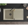 Mexen Leo Granitspüle 1-beckig mit Abtropffläche und Küchenarmatur Aster, beige - 6501-69-73450-57-B