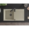 Mexen Leo Granitspüle 1-beckig mit Abtropffläche und Küchenarmatur Aster, beige - 6501-69-73450-70-B
