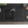 Mexen Leo Granitspüle 1-beckig mit Abtropffläche und Küchenarmatur Aster, schwarz/silber metallic - 501-73-73450-07-B