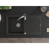 Mexen Leo granitspüle 1-beckig mit abtropfbrett und küchenarmatur Aster, schwarz/gold metallic - 6501-75-73450-07