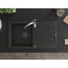 Mexen Leo Granitspüle 1-Becken mit Abtropffläche und Küchenarmatur Aster, schwarz/gold Metallic - 6501-75-73450-07-B