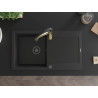 Mexen Leo Granitspüle 1-Becken mit Abtropffläche und Küchenarmatur Aster, schwarz - 6501-77-73450-57-B