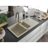 Mexen Matias Granitspüle 1,5-Becken mit Abtropffläche und Küchenarmatur Aster, beige - 6502-69-73450-57-G