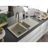 Mexen Matias Granitspüle 1,5-beckig mit Abtropffläche und Küchenarmatur Aster, beige - 6502-69-73450-57-B