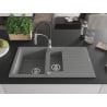 Mexen Matias Granitspüle 1,5-Becken mit Abtropffläche und Küchenarmatur Aster, Grau - 6502-71-73450-07