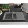 Mexen Matias Granitspüle 1,5-Kammer mit Abtropffläche und Küchenarmatur Aster, grau - 6502-71-73450-07-B