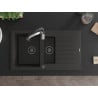 Mexen Matias granitspüle 1,5-becken mit abtropffläche und küchenarmatur Aster, schwarz/gold metallic - 6502-75-73450-07-B