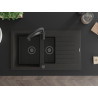 Mexen Matias Granitspüle 1,5-beckig mit Abtropffläche und Küchenarmatur Aster, schwarz/gold metallic - 6502-75-73450-70-B