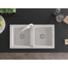 Mexen Mario 2-Kammer Granitspüle mit Küchenarmatur Aster, weiß - 6504-20-73450-02