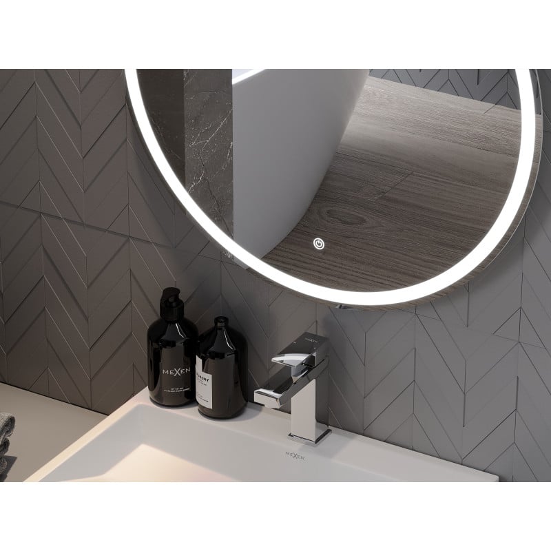 Mexen Gobi beleuchteter runder Badezimmerspiegel, 80 cm, LED 6000K, Antibeschlag - 9801-080-080-611-00