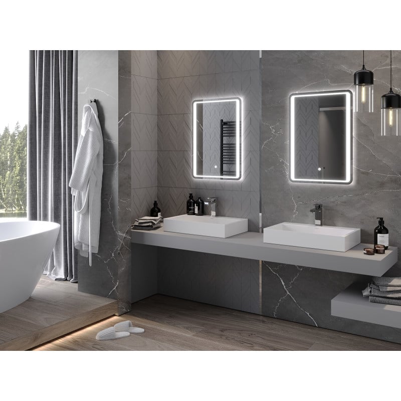Mexen Zusa beleuchteter Badezimmerspiegel 50 x 70 cm, LED 6000K, Antibeschlag - 9808-050-070-611-00