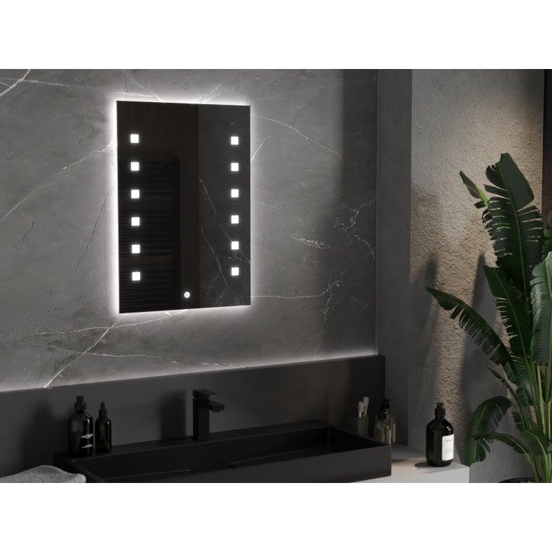 Mexen Ner beleuchteter Badezimmerspiegel 50 x 70 cm, LED 6000K, Antibeschlag - 9809-050-070-611-00