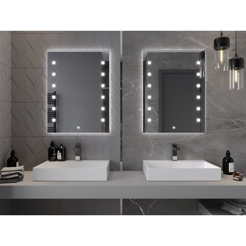 Mexen Ner beleuchteter Badezimmerspiegel 60 x 80 cm, LED 6000K, Antibeschlag - 9809-060-080-611-00