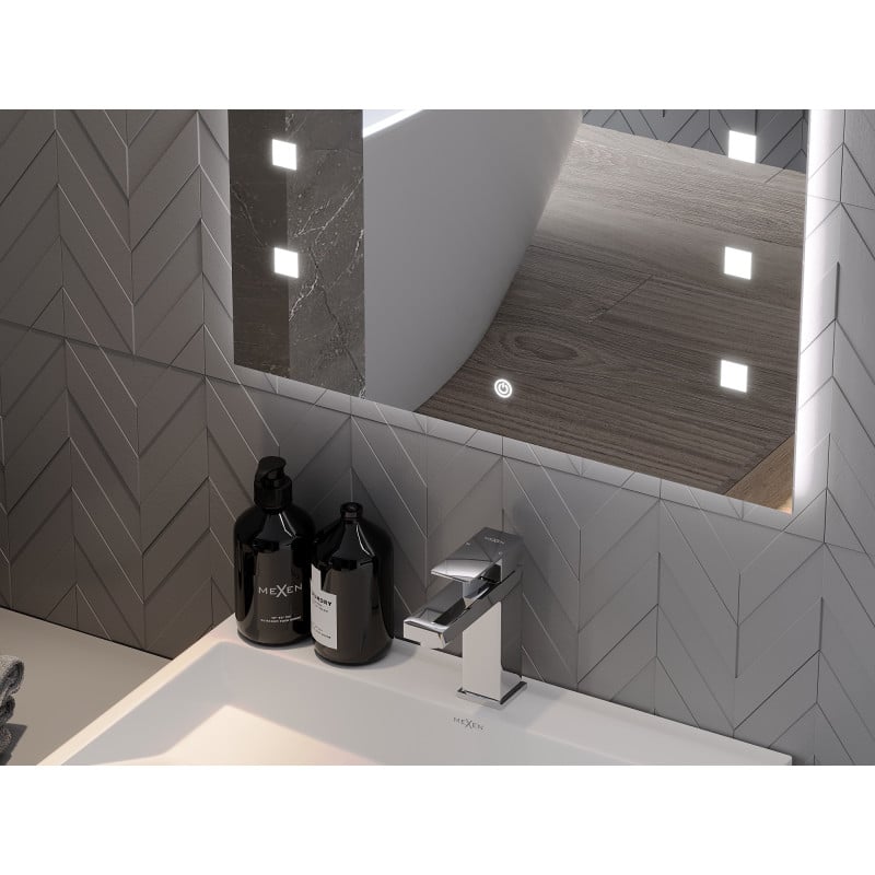 Mexen Ner beleuchteter Badezimmerspiegel 60 x 80 cm, LED 6000K, Antibeschlag - 9809-060-080-611-00