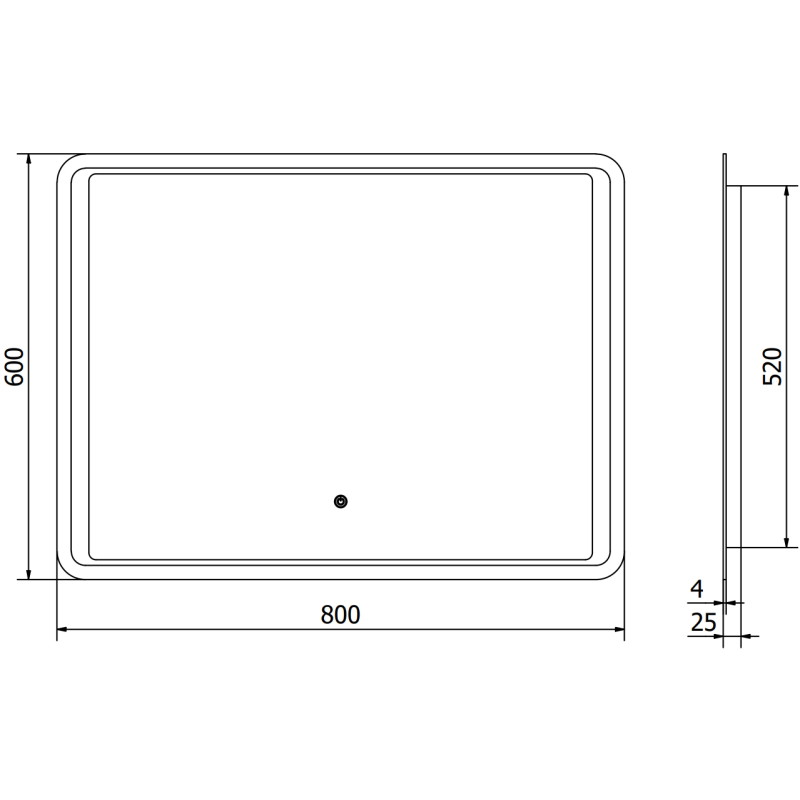 Mexen Zusa beleuchteter Badezimmerspiegel 80 x 60 cm, LED 6000K, Antibeschlag - 9808-080-060-611-00
