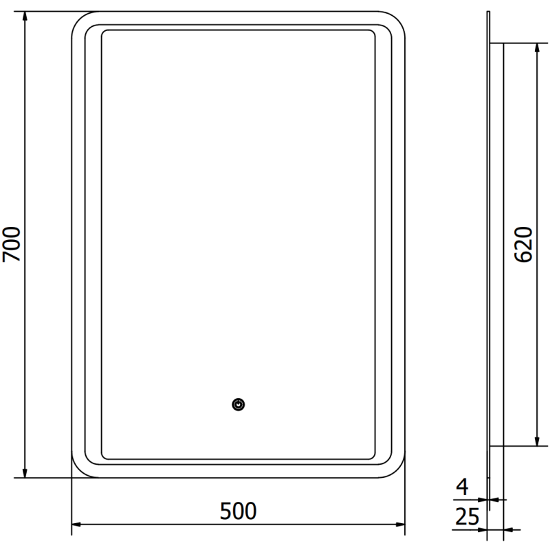 Mexen Zusa beleuchteter Badezimmerspiegel 50 x 70 cm, LED 6000K, Antibeschlag - 9808-050-070-611-00