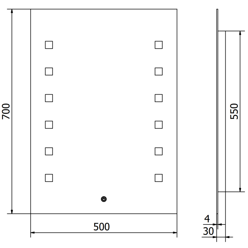 Mexen Ner beleuchteter Badezimmerspiegel 50 x 70 cm, LED 6000K, Antibeschlag - 9809-050-070-611-00