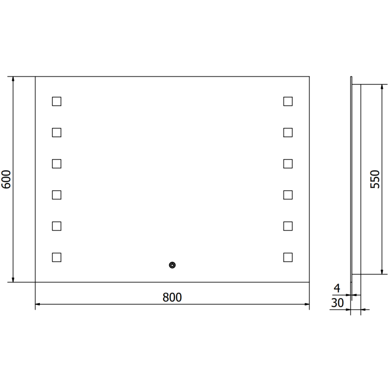 Mexen Ner beleuchteter Badezimmerspiegel 80 x 60 cm, LED 6000K, Antibeschlag - 9809-080-060-611-00