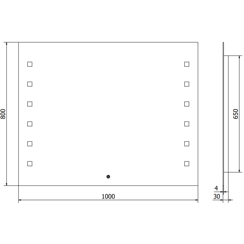 Mexen Ner beleuchteter Badezimmerspiegel 100 x 80 cm, LED 6000K, Antibeschlag - 9809-100-080-611-00
