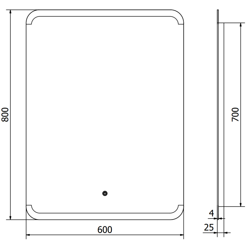 Mexen Nida Badezimmerbeleuchteter Spiegel 60 x 80 cm, LED 6000K, Antinebel - 9806-060-080-611-00