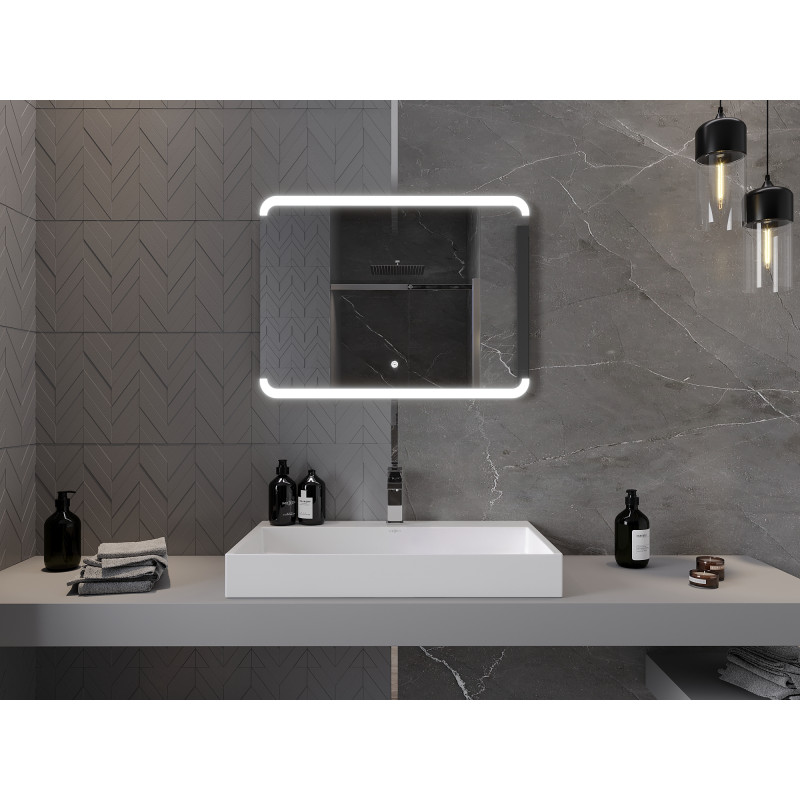 Mexen Nida beleuchteter Badezimmerspiegel 80 x 60 cm, LED 6000K, Antibeschlag - 9806-080-060-611-00