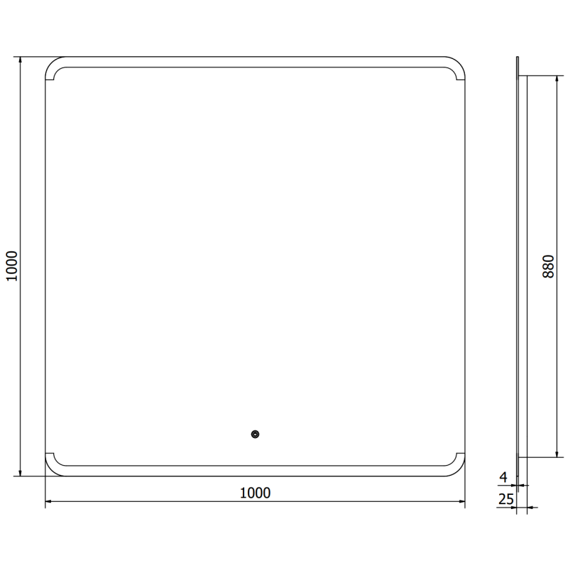 Mexen Nida beleuchteter Badezimmerspiegel 100 x 100 cm, LED 6000K, Antibeschlag - 9806-100-100-611-00