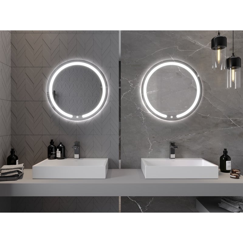 Mexen Rose beleuchteter Badezimmerspiegel, rund 60 cm, LED 6000K, Antibeschlag - 9810-060-060-611-00
