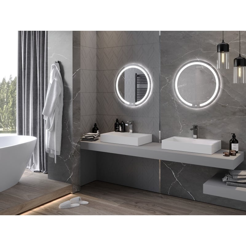 Mexen Rose beleuchteter Badezimmerspiegel, rund 60 cm, LED 6000K, Antibeschlag - 9810-060-060-611-00