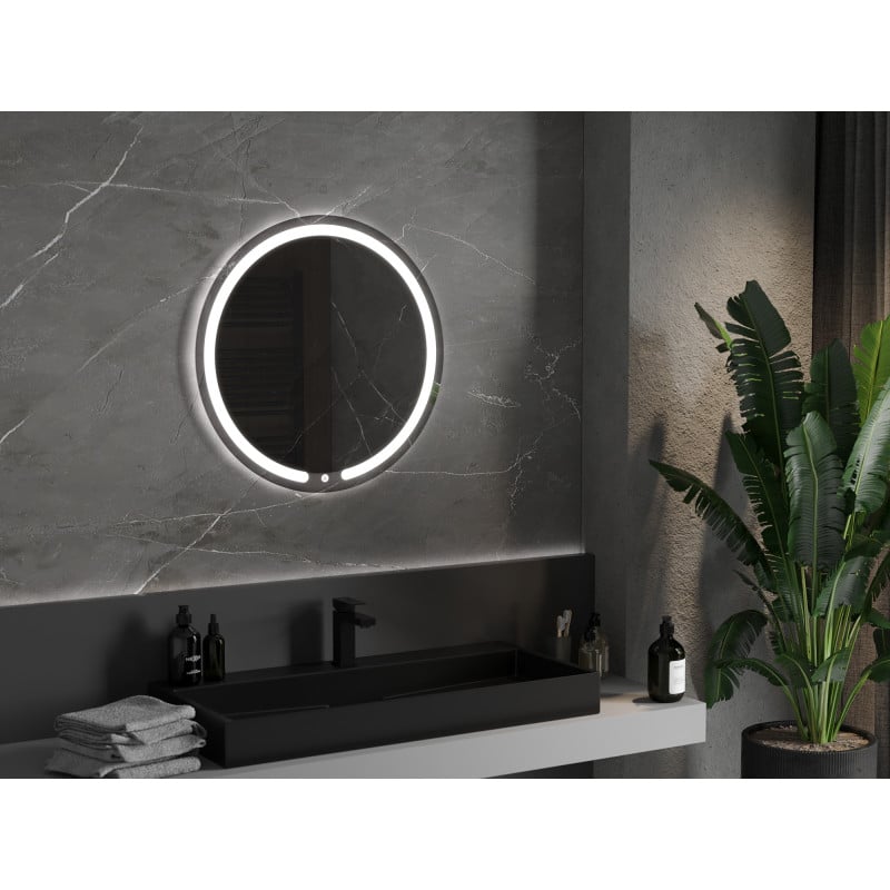 Mexen Rose beleuchteter runder Badezimmerspiegel, 70 cm, LED 6000K, Antibeschlag - 9810-070-070-611-00
