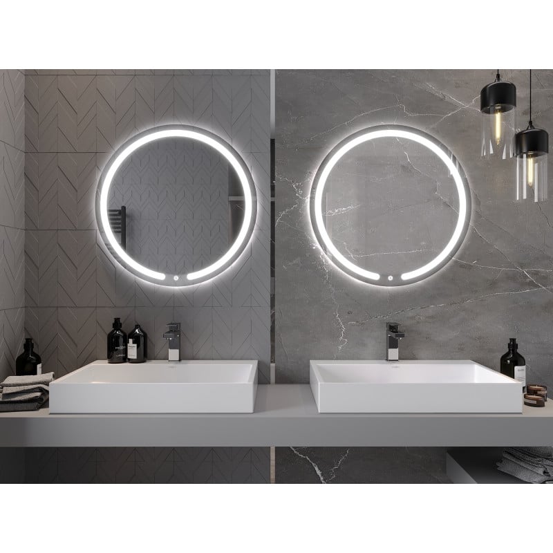Mexen Rose beleuchteter runder Badezimmerspiegel, 70 cm, LED 6000K, Antibeschlag - 9810-070-070-611-00