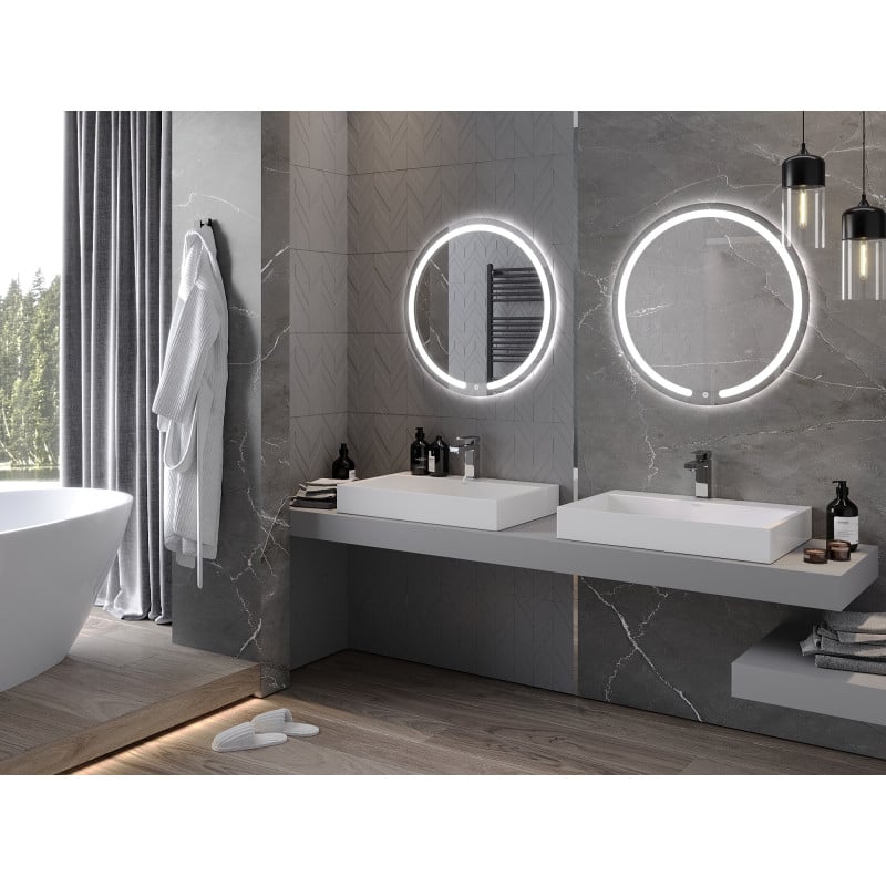Mexen Rose beleuchteter runder Badezimmerspiegel, 70 cm, LED 6000K, Antibeschlag - 9810-070-070-611-00