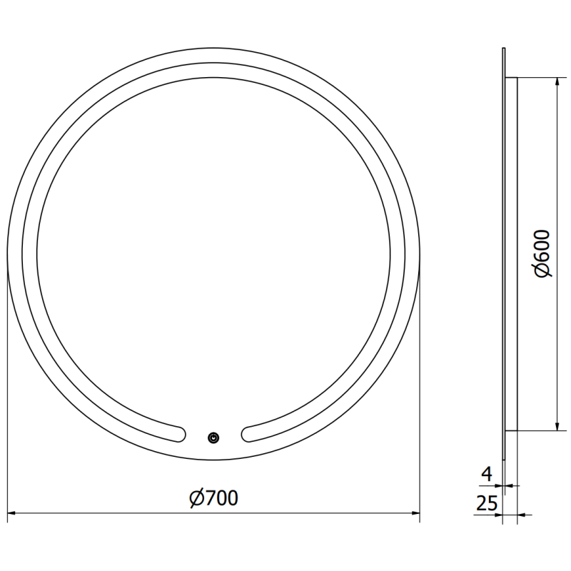 Mexen Rose beleuchteter runder Badezimmerspiegel, 70 cm, LED 6000K, Antibeschlag - 9810-070-070-611-00