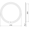 Mexen Rose beleuchteter Badezimmerspiegel, rund 70 cm, LED 6000K, Antibeschlag - 9810-070-070-611-00