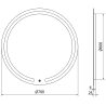 Mexen Rose beleuchteter runder Badezimmerspiegel, 70 cm, LED 6000K, Antibeschlag - 9810-070-070-611-00