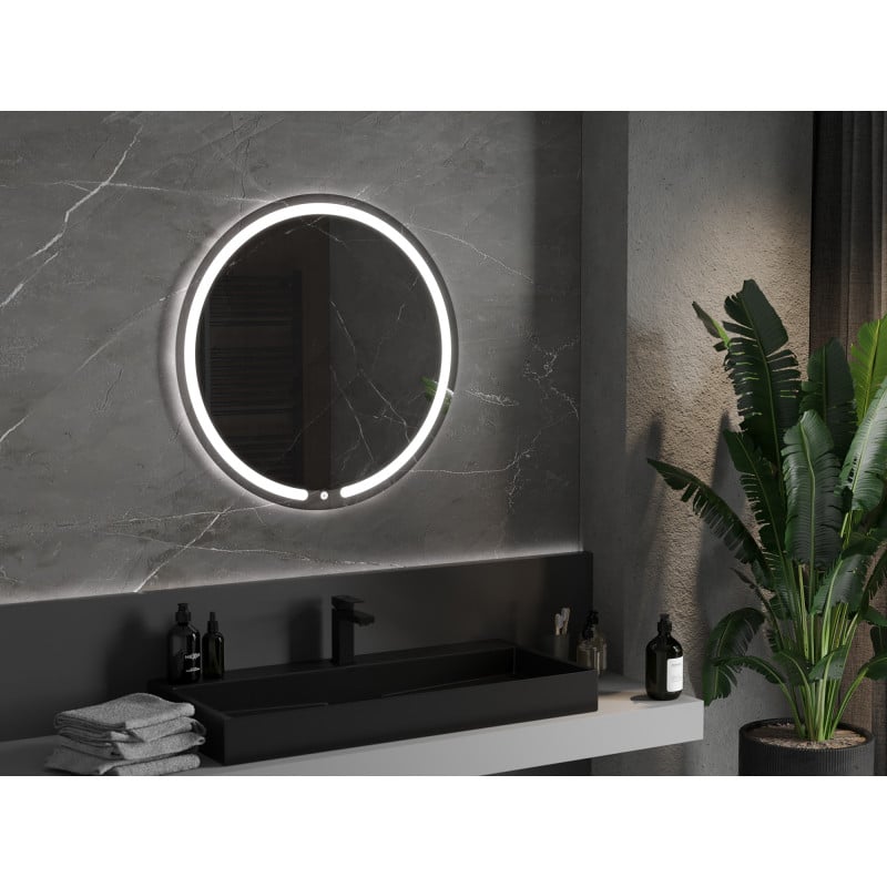Mexen Rose beleuchteter, runder Badezimmerspiegel 80 cm, LED 6000K, Antibeschlag - 9810-080-080-611-00