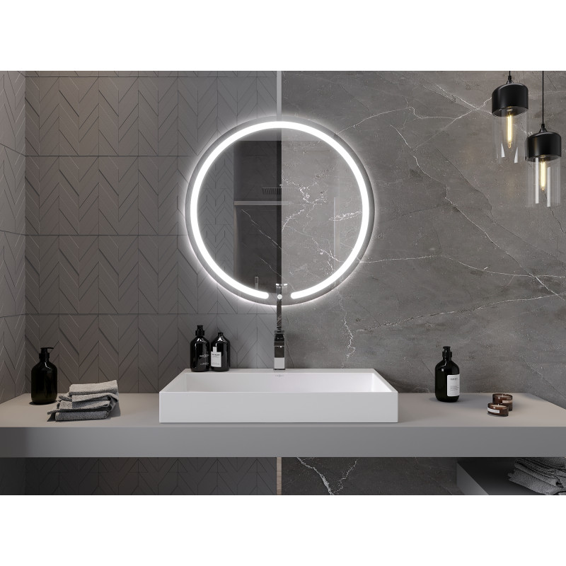 Mexen Rose beleuchteter, runder Badezimmerspiegel 80 cm, LED 6000K, Antibeschlag - 9810-080-080-611-00