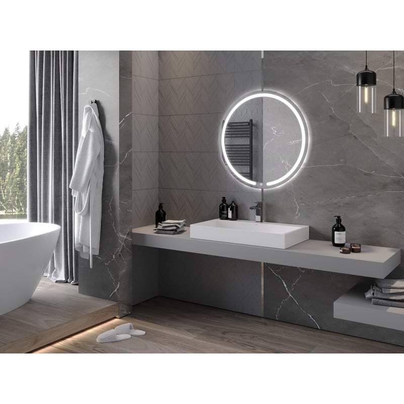 Mexen Rose beleuchteter, runder Badezimmerspiegel 80 cm, LED 6000K, Antibeschlag - 9810-080-080-611-00