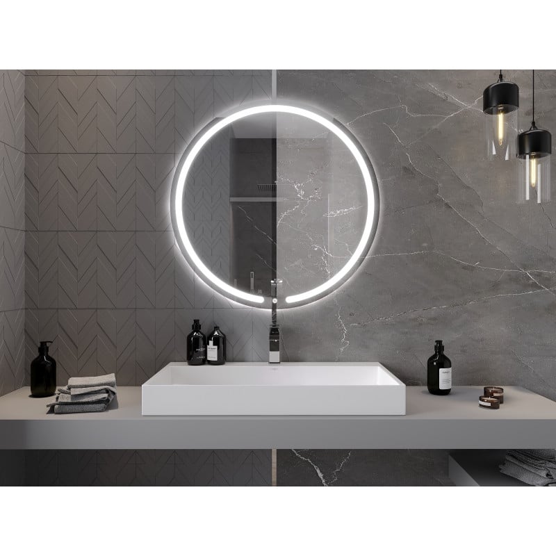 Mexen Rose beleuchteter Badspiegel, rund 90 cm, LED 6000K, Antibeschlag - 9810-090-090-611-00