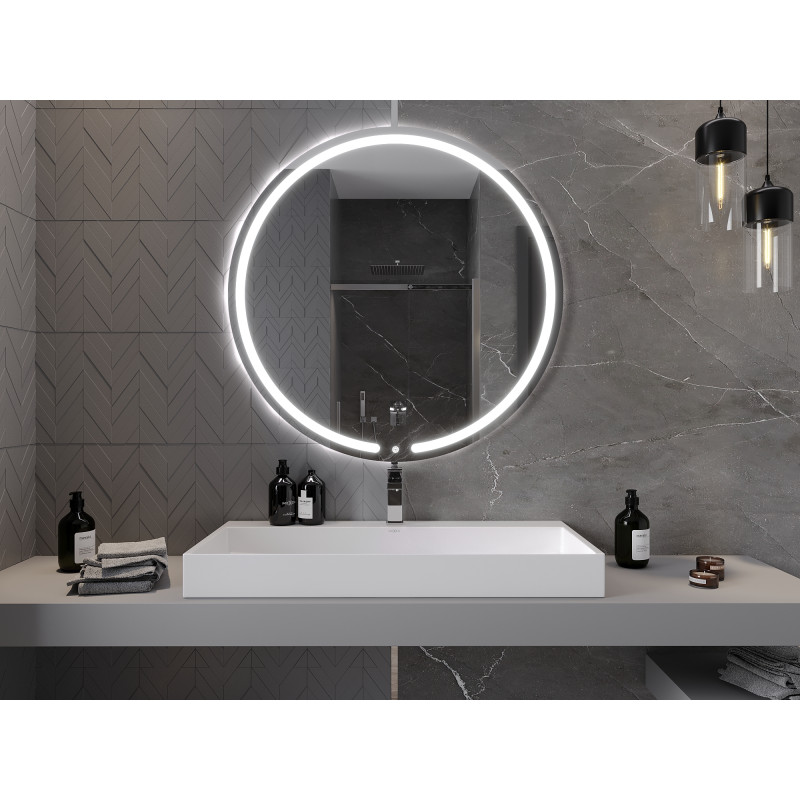Mexen Rose beleuchteter Badezimmerspiegel, rund 100 cm, LED 6000K, Antibeschlag - 9810-100-100-611-00