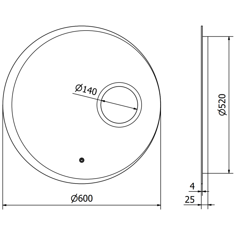 Mexen Ella beleuchteter Badezimmerspiegel mit Kosmetikspiegel, rund 60 cm, LED 6000K, Antibeschlag - 9811-060-060-611-00