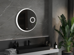 Mexen Ella beleuchteter Badezimmerspiegel mit Kosmetikspiegel, rund 70 cm, LED 6000K, Anti-Beschlag - 9811-070-070-611-00