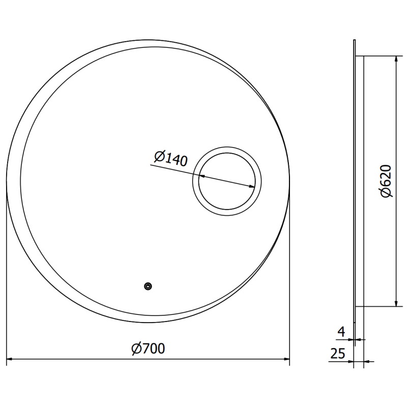 Mexen Ella beleuchteter Badezimmerspiegel mit Kosmetikspiegel, rund 70 cm, LED 6000K, Anti-Beschlag - 9811-070-070-611-00