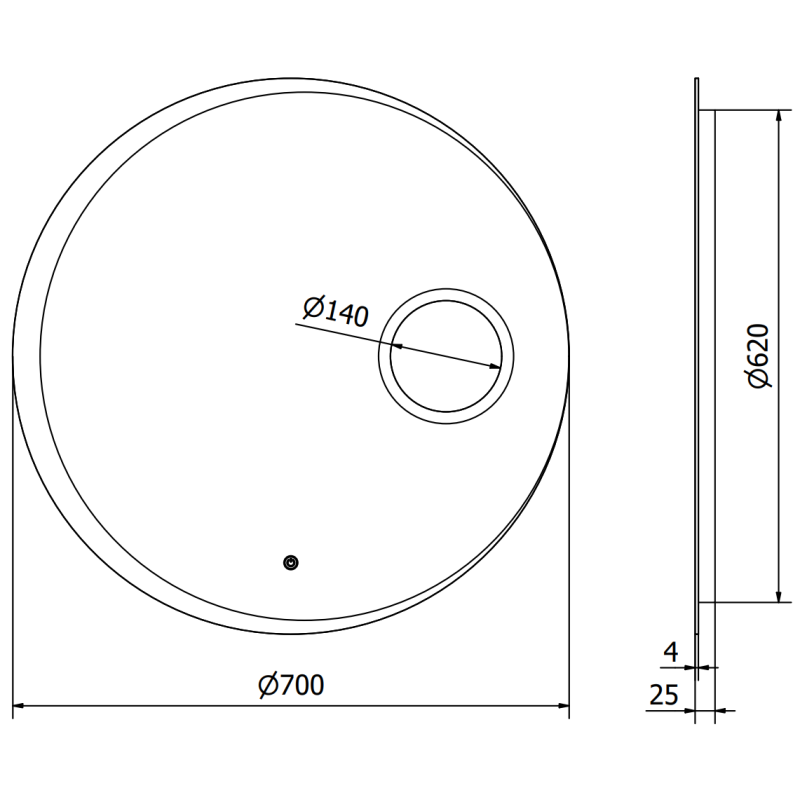 Mexen Ella beleuchteter Badezimmerspiegel mit Kosmetikspiegel, rund 70 cm, LED 6000K, Antibeschlag - 9811-070-070-611-00