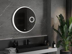 Mexen Ella beleuchteter Badezimmerspiegel mit Kosmetikspiegel, rund 80 cm, LED 6000K, Antifog - 9811-080-080-611-00