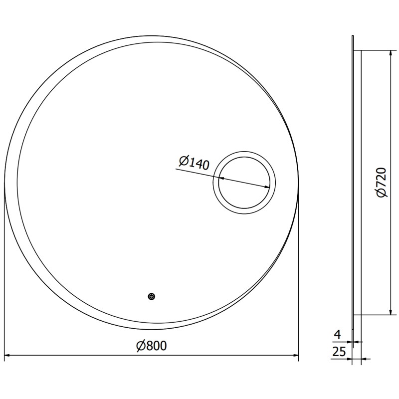 Mexen Ella beleuchteter Badezimmerspiegel mit Kosmetikspiegel, rund 80 cm, LED 6000K, Antibeschlag - 9811-080-080-611-00